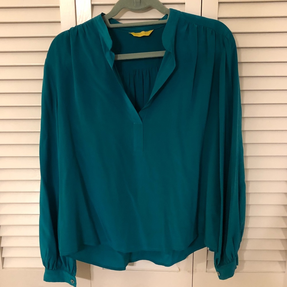 Aaron Ashe Teal Silk Blouse